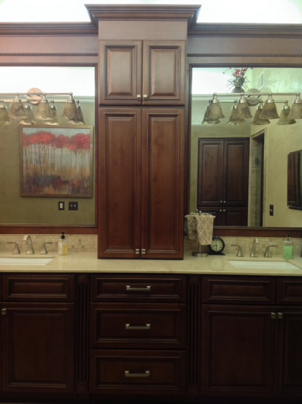 Copyright 2014 Kitchen Cabinet Discounts Trina WALNUT CREEK RTA Cabinets LIGHTS RA VAINTY AFTER MAKEOVER